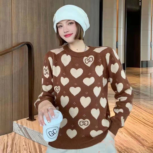 Women's Knitted Sweater - Round Neck Long Sleeve Pullover