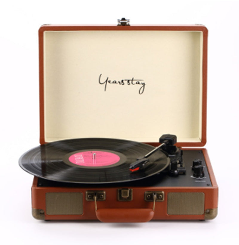 Vintage Bluetooth Turntable with Leather Case - Portable Vinyl Record Player