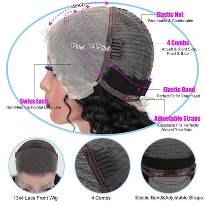 Deep Wave Human Hair Lace Front Wig - Hand-Woven Natural Style