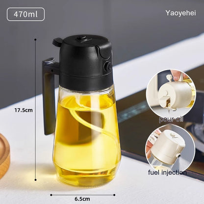 Olive Oil Sprayer Dispenser - 470ml Glass 2-in-1 Spray & Pour Bottle