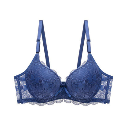 Lace Push-Up Bra - 3/4 Cup Underwire with Hollow Design
