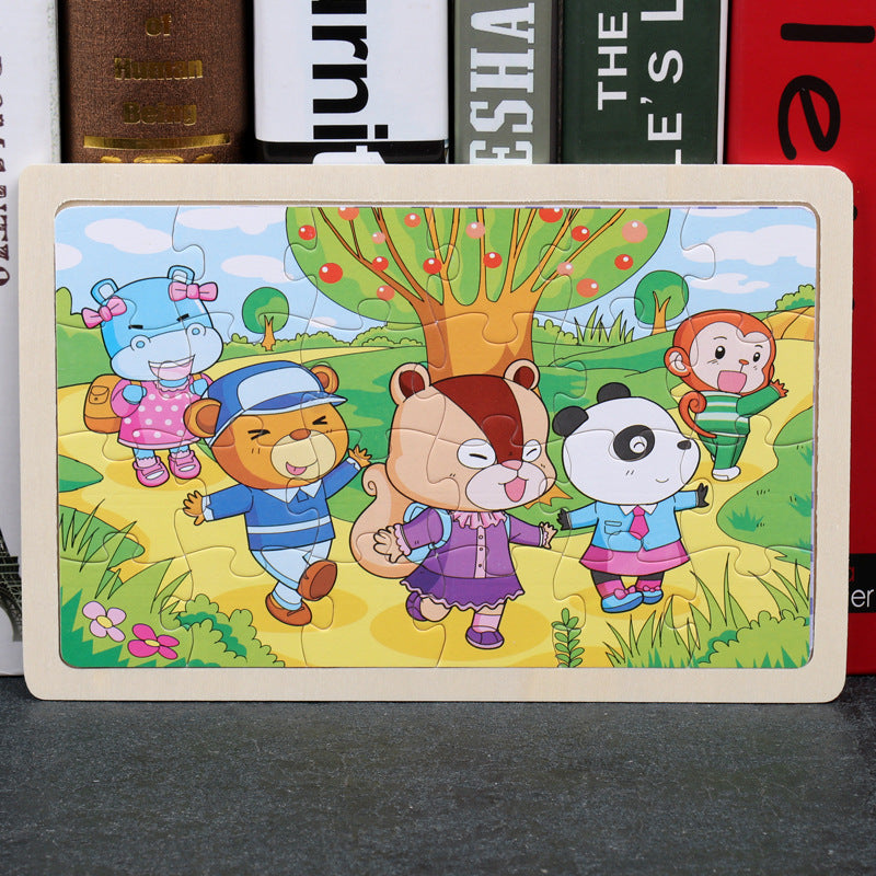 Kids Wooden Jigsaw Puzzle Toy - Educational Animal & Theme Designs for Ages 3+