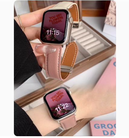 Premium Leather Magnetic Buckle Apple Watch Strap - All Series