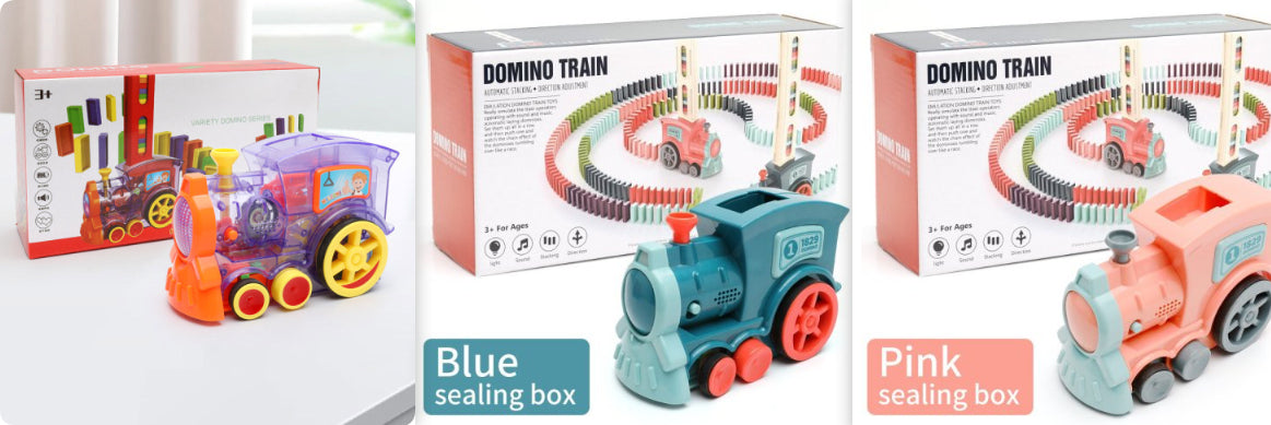 Automatic Domino Train Toy - Electric Building Blocks Train with 100 Dominoes