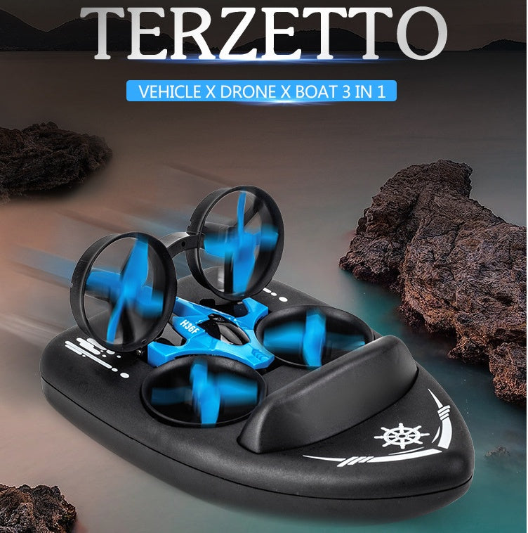 3-in-1 RC Drone, Land Car & Water Boat – JJRC H36F Terzetto Quadcopter Toy