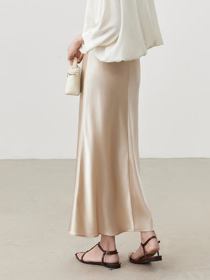 Women's Luxe Silk High-Waist Pencil Skirt - Premium Lined Skirt with Concealed Zipper