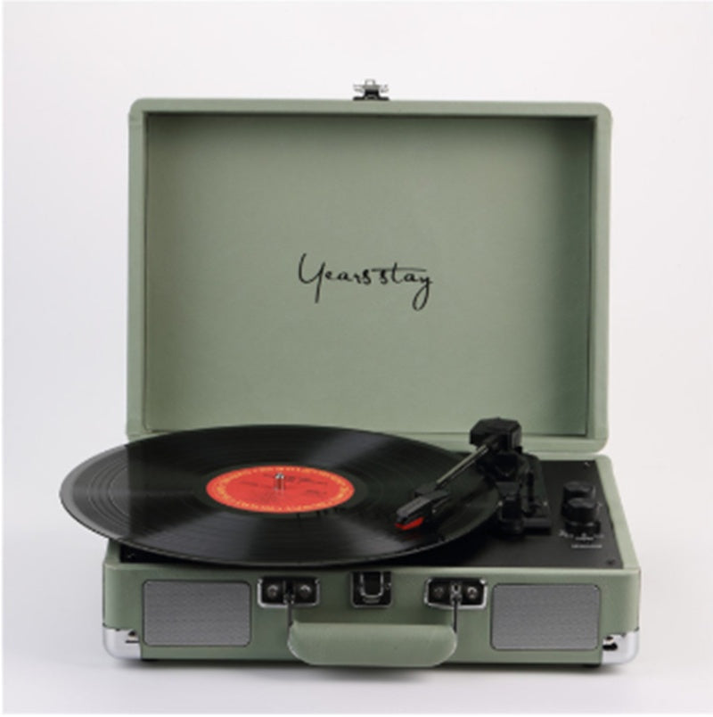 Vintage Bluetooth Turntable with Leather Case - Portable Vinyl Record Player