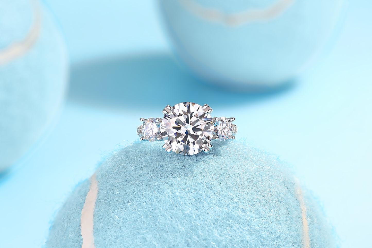 5 Carat Moissanite Sterling Silver Ring - Gold Plated Wedding Band