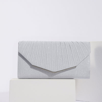 Vintage Evening Clutch Pillow Bag - Retro Pleated Flap Handbag for Parties