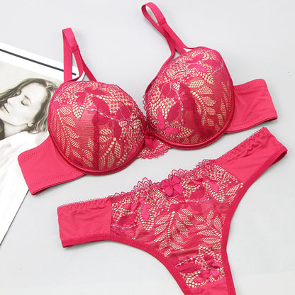 Women's Push-Up Lace Bra Set - Cotton Molded Cup with Moderate Lift