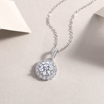 2 Carat Moissanite Dandelion Pendant Necklace - S925 Silver Platinum Plated Light Luxury Jewelry