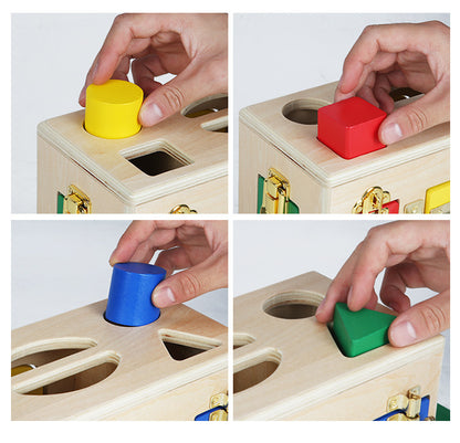 Wooden Shape Lock Box - Educational Montessori Toy for Preschool