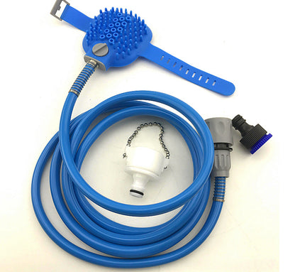 Pet Bathing Glove with Water Spray Nozzle & Hose for Dogs