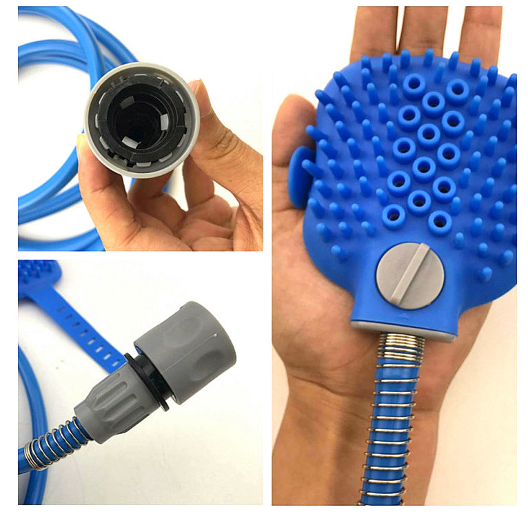 Pet Bathing Glove with Water Spray Nozzle & Hose for Dogs