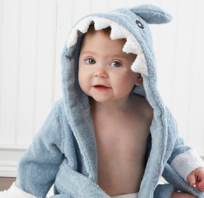 Cotton Baby Hooded Bathrobe - Cute Animal Design Bath Towel