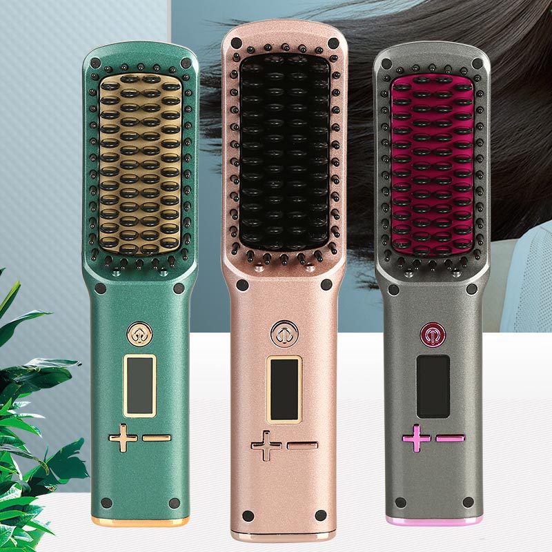 Wireless Charging Straight Hair Comb - Travel Portable USB Rechargeable Hair Styling Tool