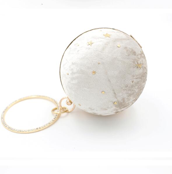 Women's Suede Starry Sky Round Evening Bag - Elegant Dinner Clutch