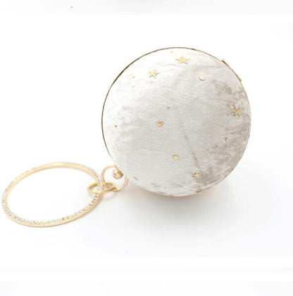Women's Suede Starry Sky Round Evening Bag - Elegant Dinner Clutch
