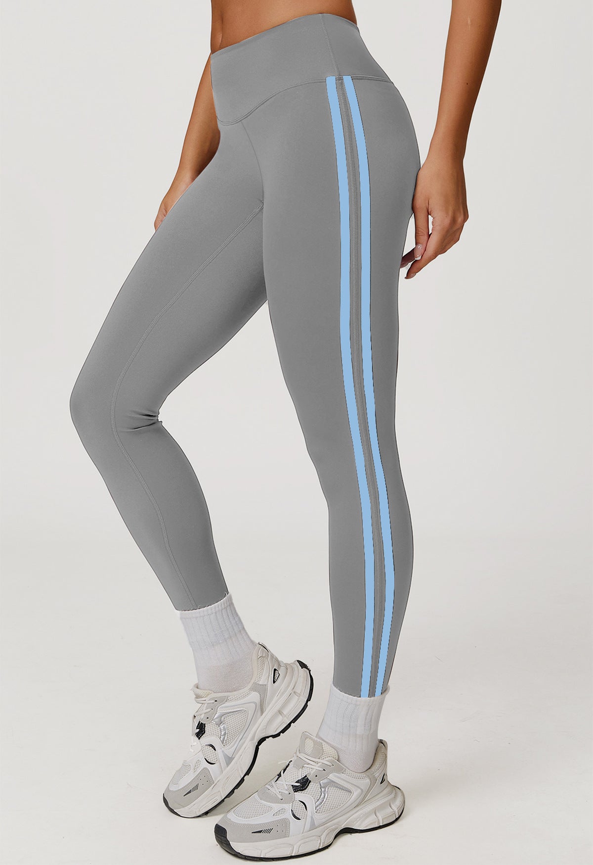 Side Striped High-Waist Hip-Lift Fitness Pants - Leisure Sport Leggings