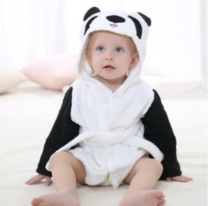 Cotton Baby Hooded Bathrobe - Cute Animal Design Bath Towel