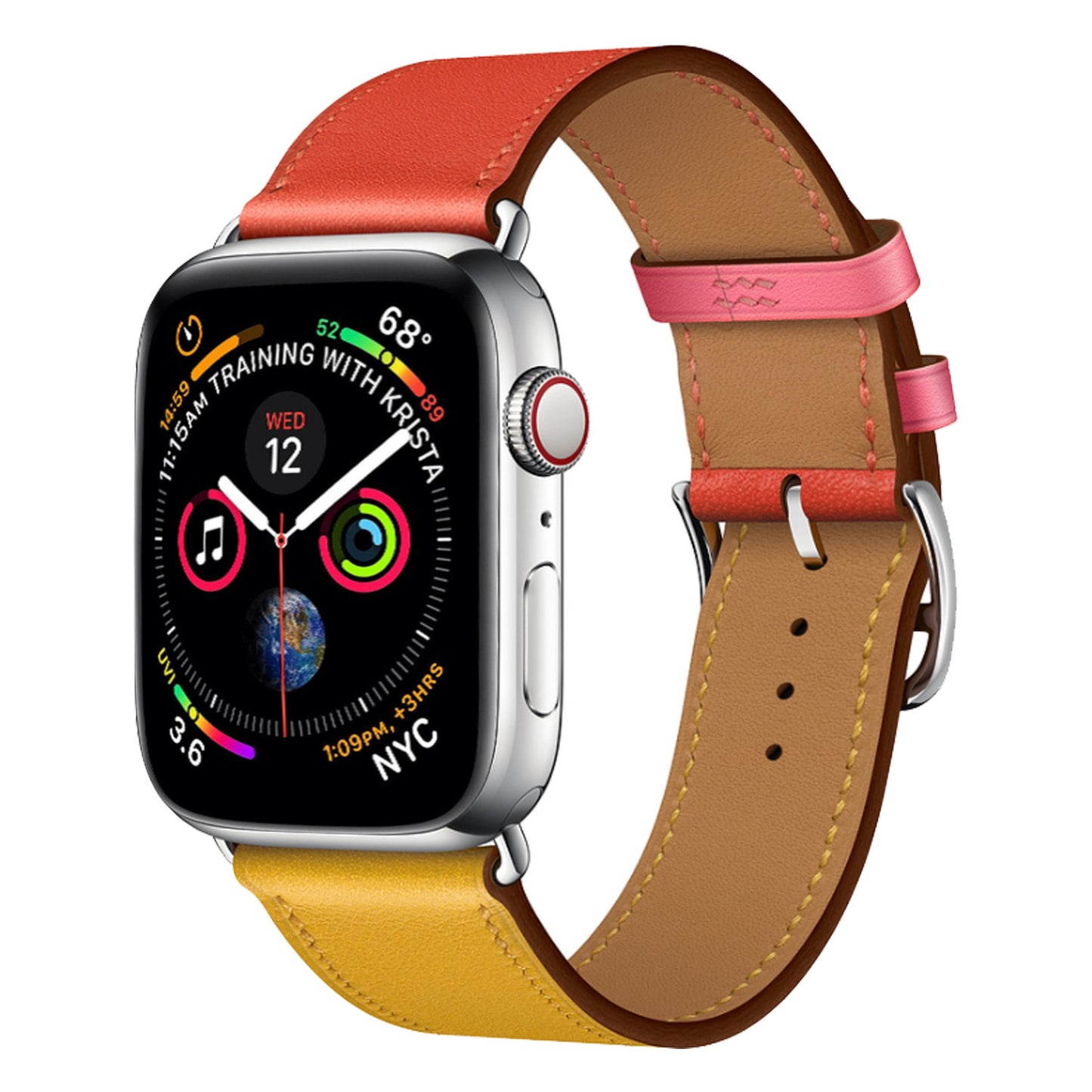Genuine Leather Apple Watch Band - Premium Cowhide Strap with Stainless Steel Pin Buckle