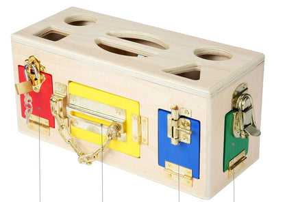 Wooden Shape Lock Box - Educational Montessori Toy for Preschool