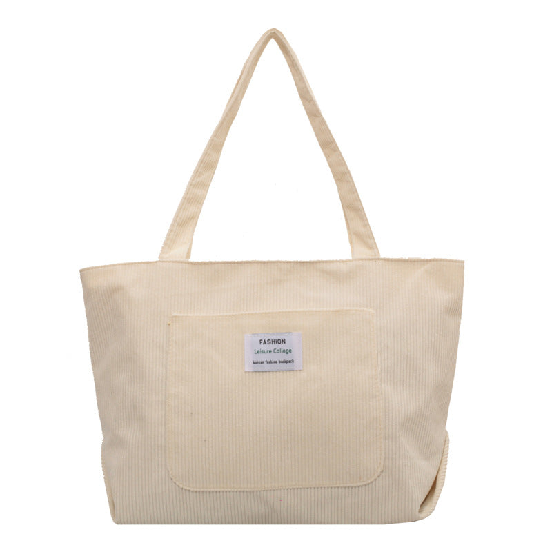 Retro Canvas Tote Handbag - European American Style with Letter Print Detail