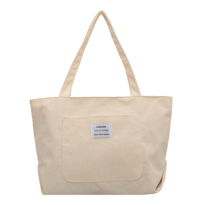 Retro Canvas Tote Handbag - European American Style with Letter Print Detail