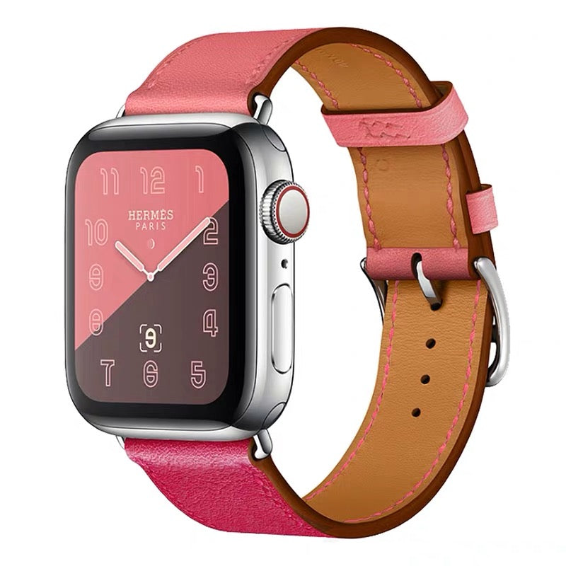 Genuine Leather Apple Watch Band - Premium Cowhide Strap with Stainless Steel Pin Buckle
