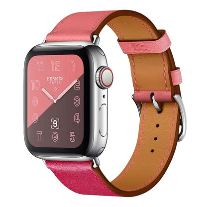 Genuine Leather Apple Watch Band - Premium Cowhide Strap with Stainless Steel Pin Buckle