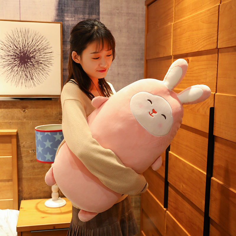 Cherry Blossom Rabbit Plush Pillow Doll – Soft Stuffed Toy