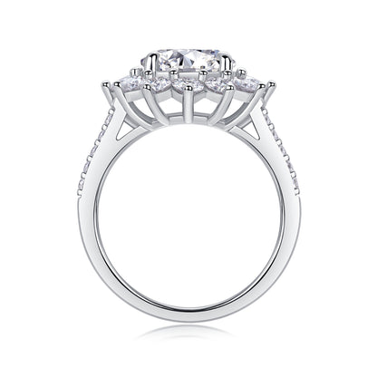 3 Carat Moissanite Sterling Silver Ring - Platinum Plated Wedding Band