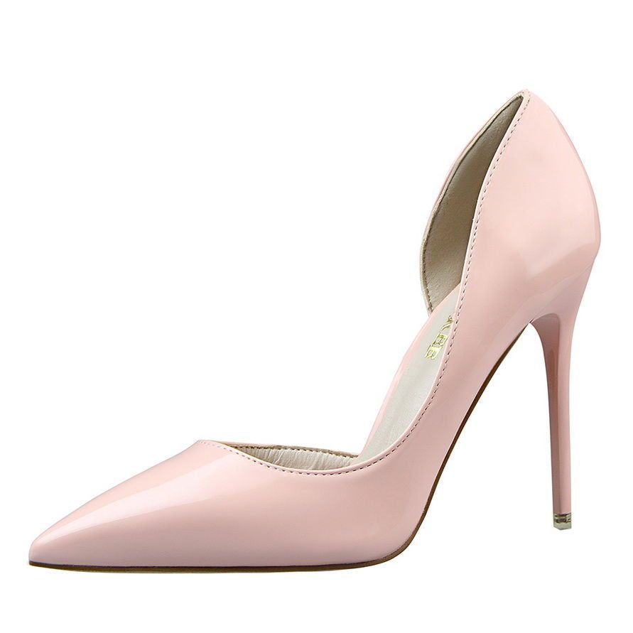 Women's D'Orsay Pointed Toe Patent Leather High Heel Pumps - Dress Shoes