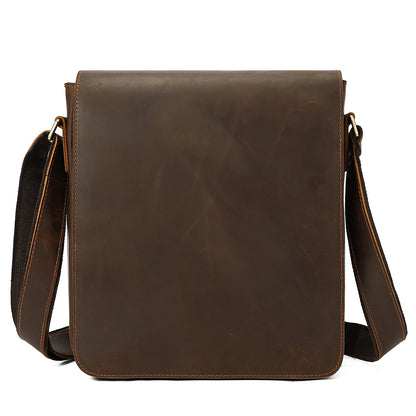 Men's Genuine Crazy Horse Leather Crossbody Bag - Retro Style