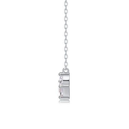 Love In The Present Moissanite Necklace - S925 Sterling Silver Platinum Plated Pendant