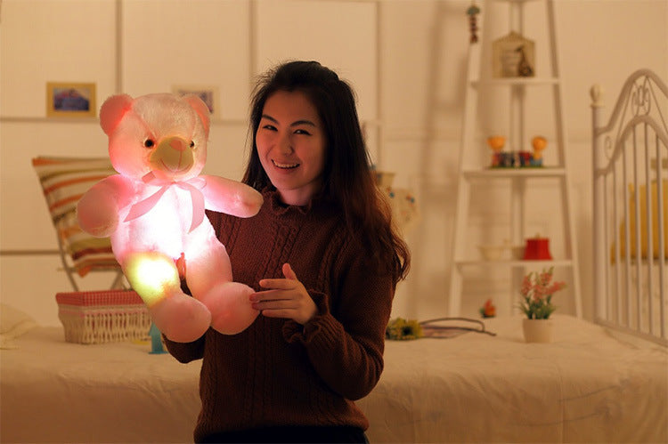 LED Light-Up Teddy Bear - Color-Changing Plush Toy with 7 Glowing Colors