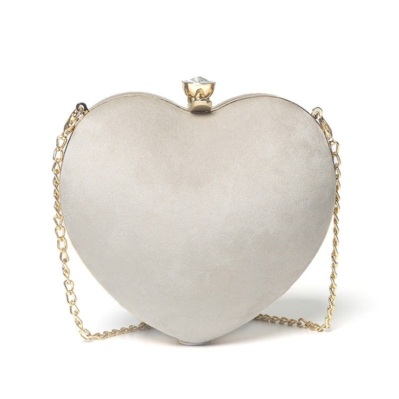 Heart-Shaped Plush Chain Bag - Casual Crossbody Handbag