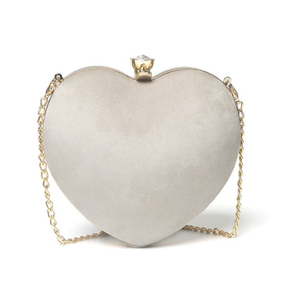 Heart-Shaped Plush Chain Bag - Casual Crossbody Handbag