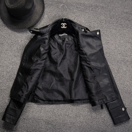Women's PU Leather Moto Jacket - Slim Fit Motorcycle Style