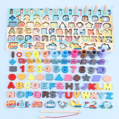 Montessori Wooden Educational Toy - Math & Fishing Board for Kids Ages 1-3 Years