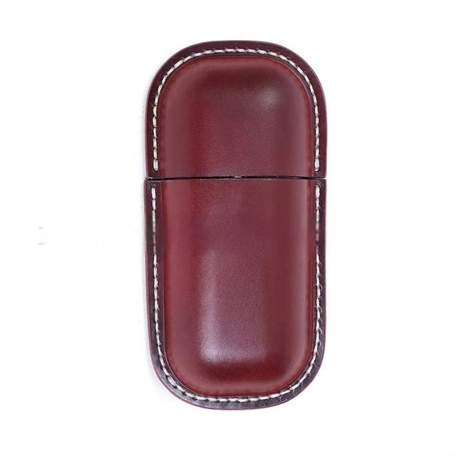Retro First Layer Cowhide Leather Glasses Case - Artistic Design with Genuine Leather