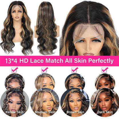 13x4 Body Wave Lace Front Human Hair Wig - Natural Wave Texture