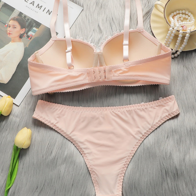 Women's Pink Push-Up Bra and Panty Set - Comfortable Supportive Lingerie