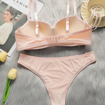 Women's Pink Push-Up Bra and Panty Set - Comfortable Supportive Lingerie