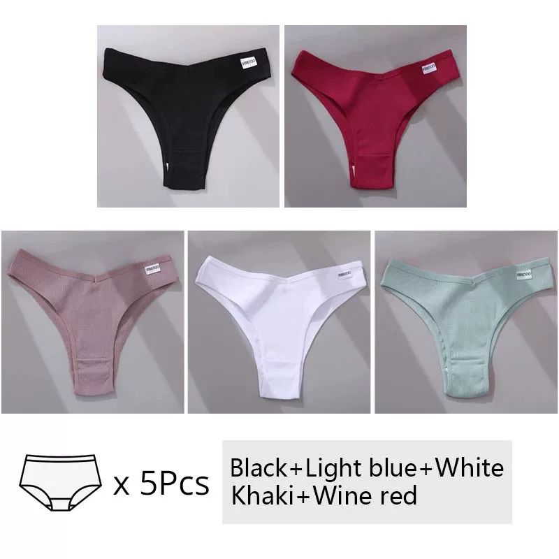 Women's Cotton Underwear 5-Piece Set - Mid-Rise Comfort Panties M-XL
