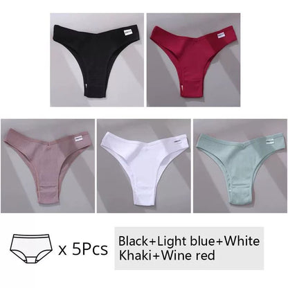 Women's Cotton Underwear 5-Piece Set - Mid-Rise Comfort Panties M-XL
