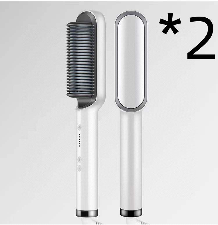 2-in-1 Hair Straightener & Curling Comb | Tourmaline Ceramic | Negative Ion Electric Hair Brush