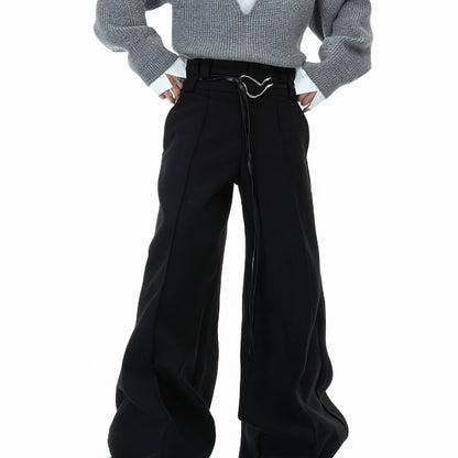 Men's Metal Strap Design Straight Trousers - Casual Pleated Pants