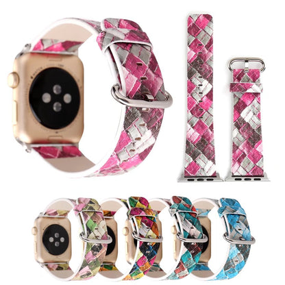 Premium Leather Watch Strap with Diamond Check Pattern