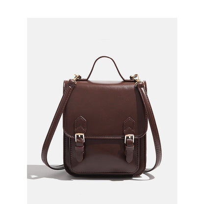 Retro British-Style Backpack with Flap Closure - PU Leather Casual Bag